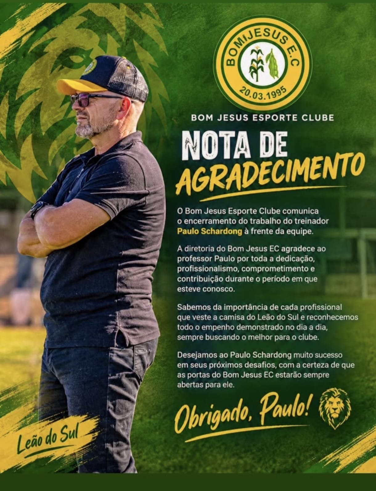 Bom Jesus demite técnico após a derrota para o Mineiros