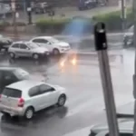 Chuva em Goiânia: após explosão, cabo de energia pega fogo no asfalto da T-7
