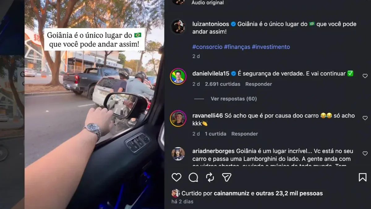 Com Rolex no pulso e vidro de carro aberto, empresário diz que Goiânia é segura para ostentar