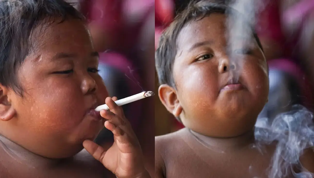 Como está o bebê que fumava 40 cigarros por dia aos 2 anos de idade na Indonésia? Veja fotos