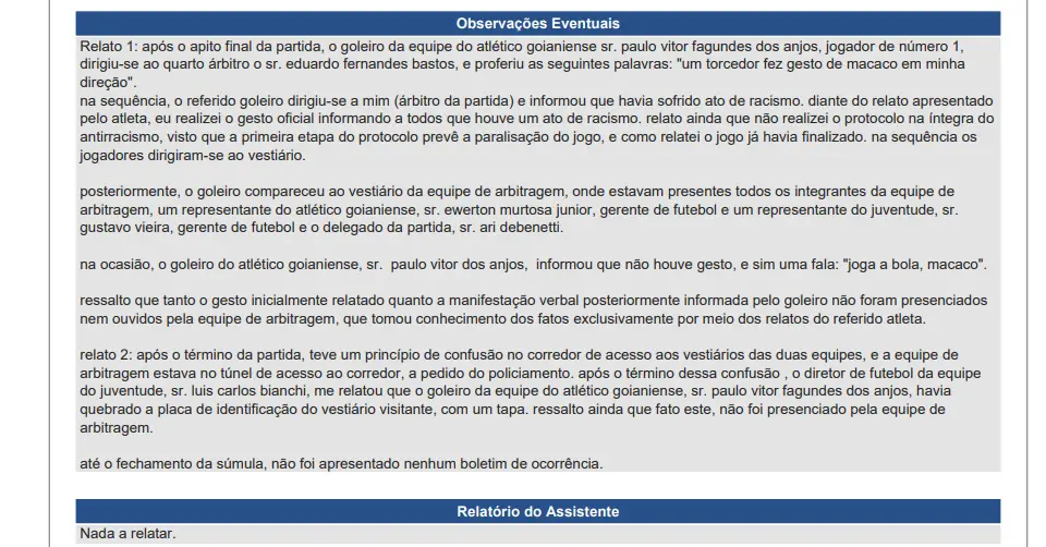 feed-image-1788806733 Atlético manifesta apoio a Paulo Vítor após denúncia de racismo; veja o que diz a súmula da partida