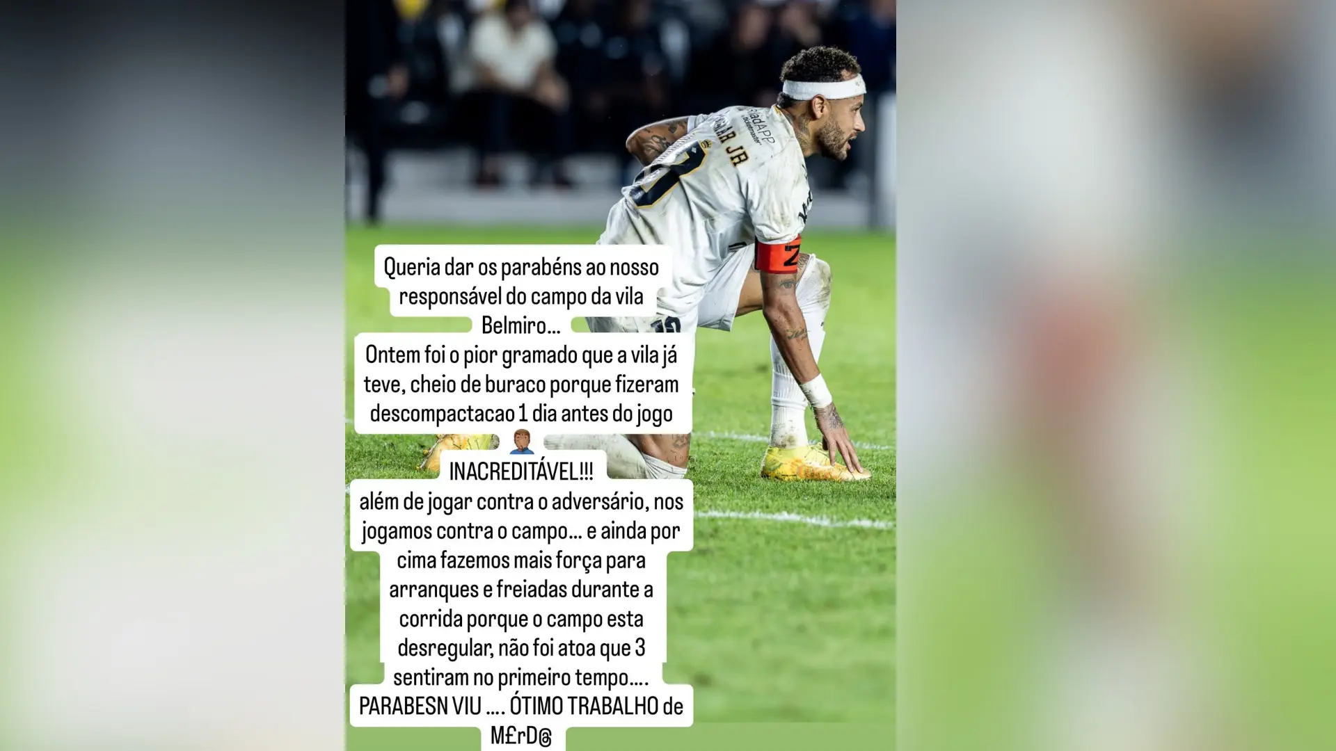 Neymar critica publicamente gramado da Vila Belmiro após lesão contra o Palmeiras