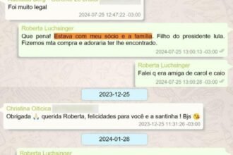 Roberta Luchsinger chama Lulinha de sócio em oito mensagens por aplicativo