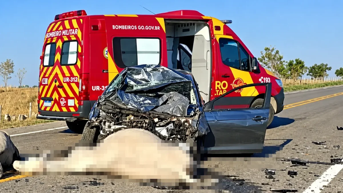 Carro atropela rebanho e cinco bovinos morrem na GO-446, em Iaciara