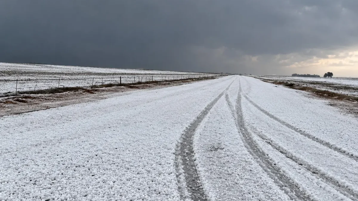 Chuva de granizo cobre lavouras em Goiás e cria paisagem que lembra inverno europeu