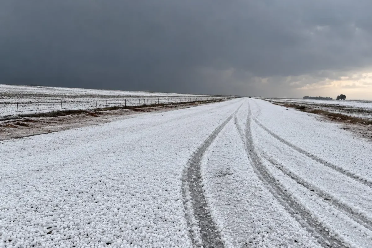 Chuva de granizo cobre lavouras em Goiás e cria paisagem que lembra inverno europeu