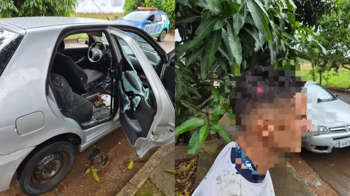 Confusão por uso de seta termina com carro apedrejado e passageiro ferido em Anápolis
