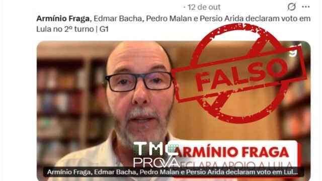 É falso que Armínio Fraga e criadores do Plano Real anunciaram apoio a Lula em 2026