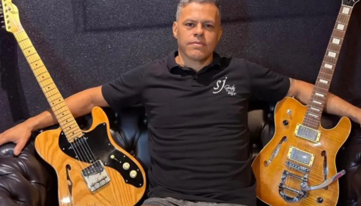Empresário que fabrica instrumentos musicais em Goiânia fez 1ª guitarra com madeira de móveis da avó