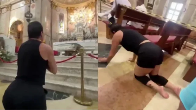 Gretchen vai de joelhos à igreja em Belém após superar doença