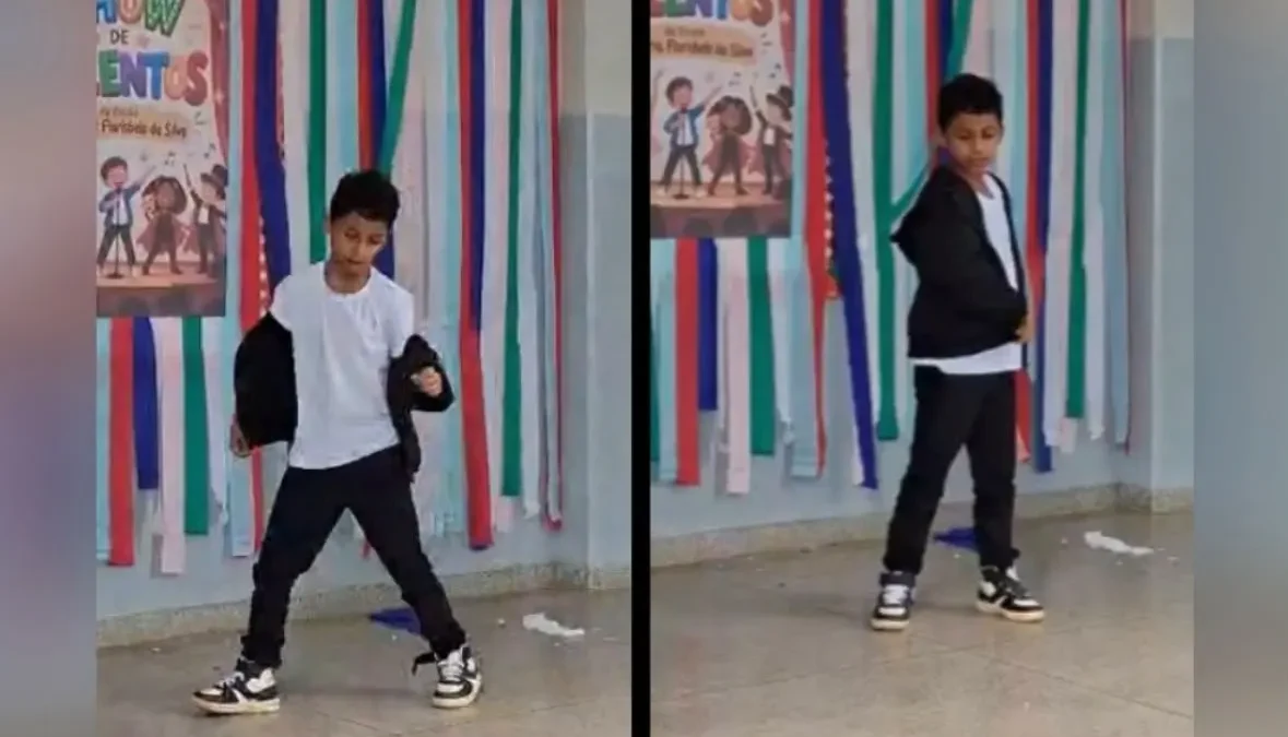 Menino de 9 anos, filho de fã de Michael Jackson, aprende passos sozinho e viraliza em Goiás