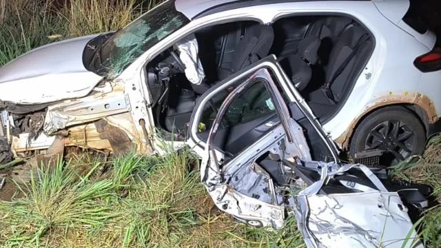 Motorista tenta desviar de animal, bate em caminhão e fica preso às ferragens na GO-010, em Luziânia