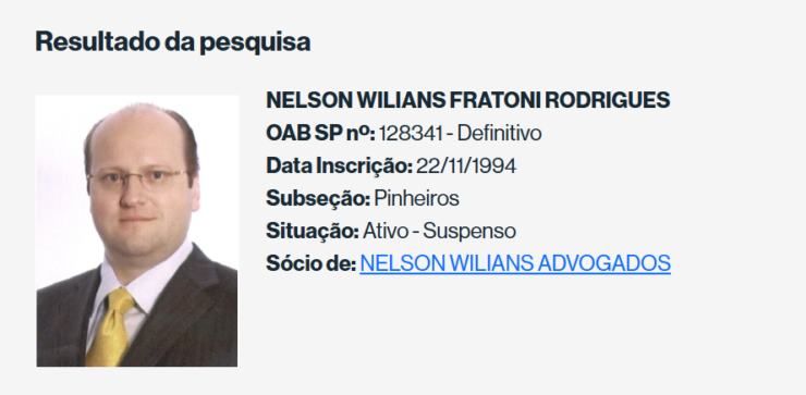 OAB suspende inscrição de Nelson Wilians em meio a investigações por lavagem de dinheiro