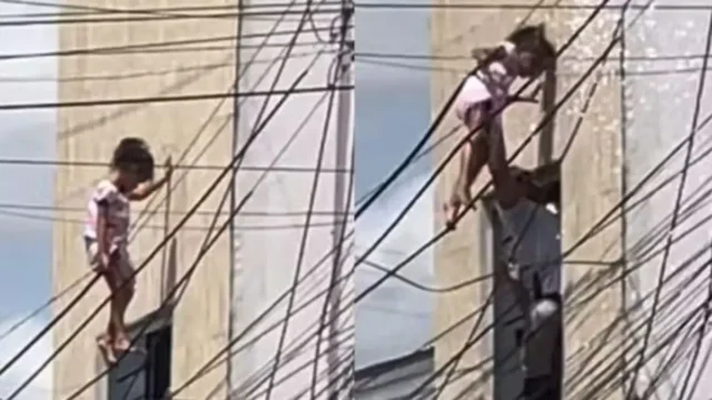 Policial salva menina de 4 anos pendurada em fios elétricos após queda do 2º andar em Alagoas