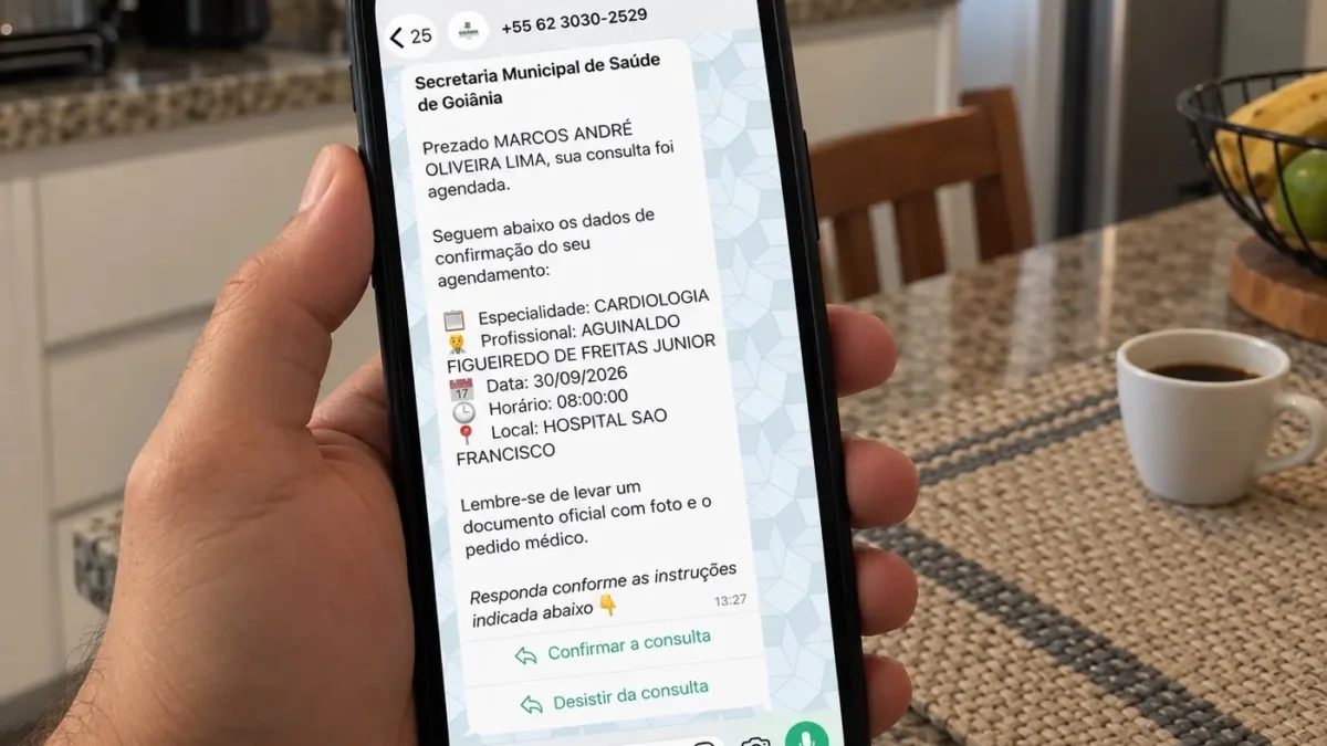 Prefeitura de Goiânia começa a confirmar consultas especializadas pelo WhatsApp