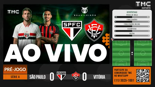 São Paulo x Vitória pelo Brasileirão 2026: acompanhe a transmissão