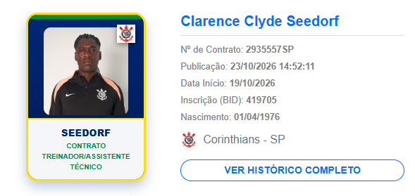 Seedorf é registrado e pode estrear pelo Corinthians