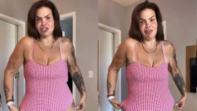 Thais Carla surge de maiô após perder 120 kg e rebate críticas sobre pele: “Gostosa”