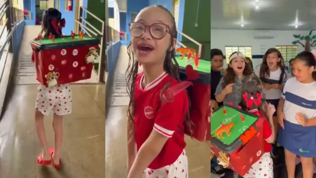 “Viiiiilaaaaa!”: torcedora mirim vira sensação com mochila maluca do Vila Nova